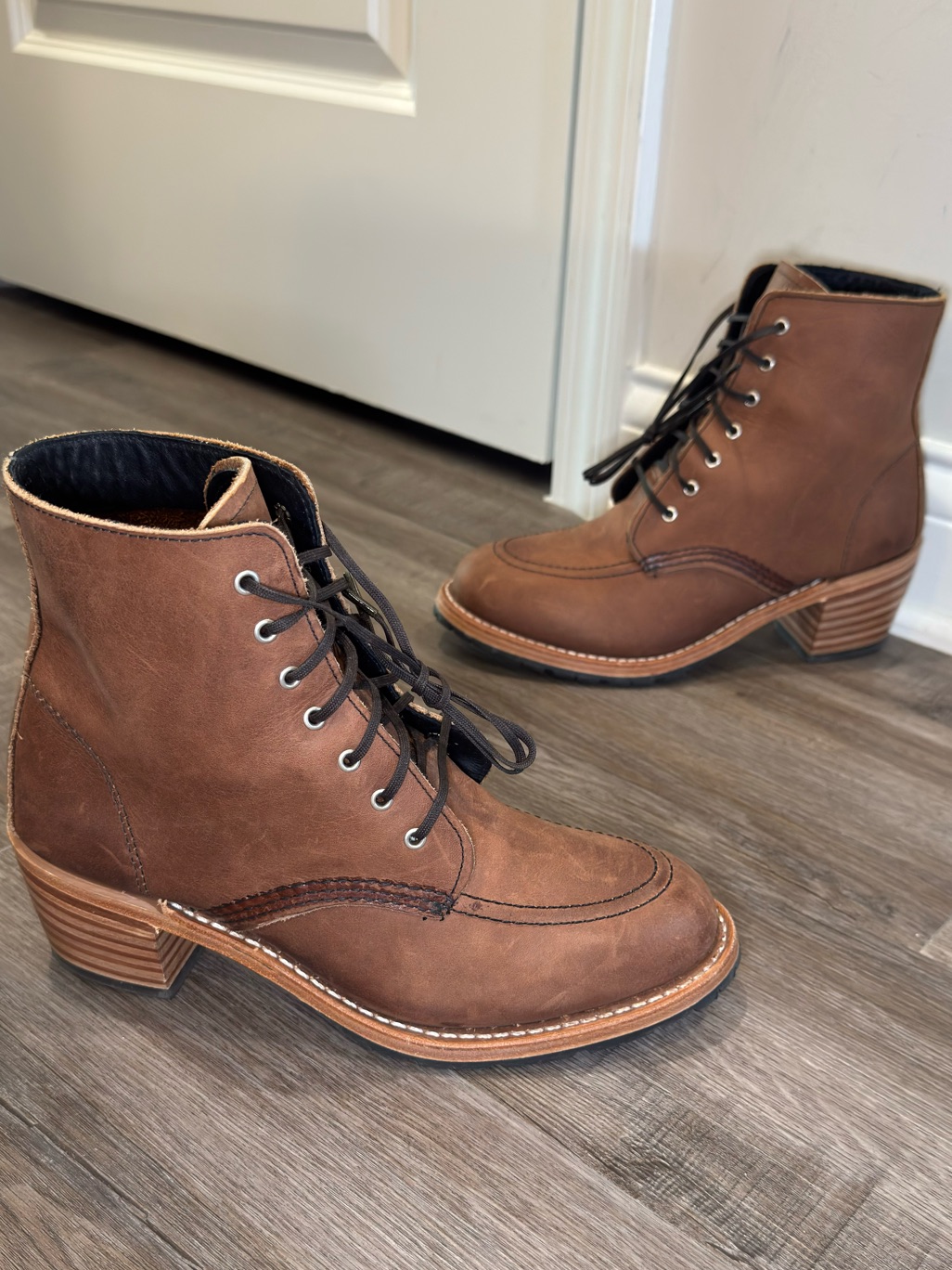 Red Wing Heritage Clara Amber Harness Leather Lace Up Heeled Boots 3406